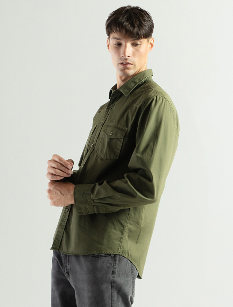 Camisa Canvas Algodón Militar