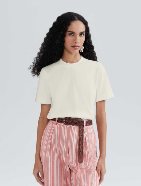 BLUSA FEMENINA SUPER COTTON MANGA CORTA BEIGE