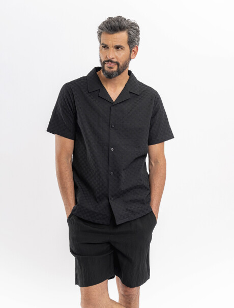 Camisa m/c damero negro