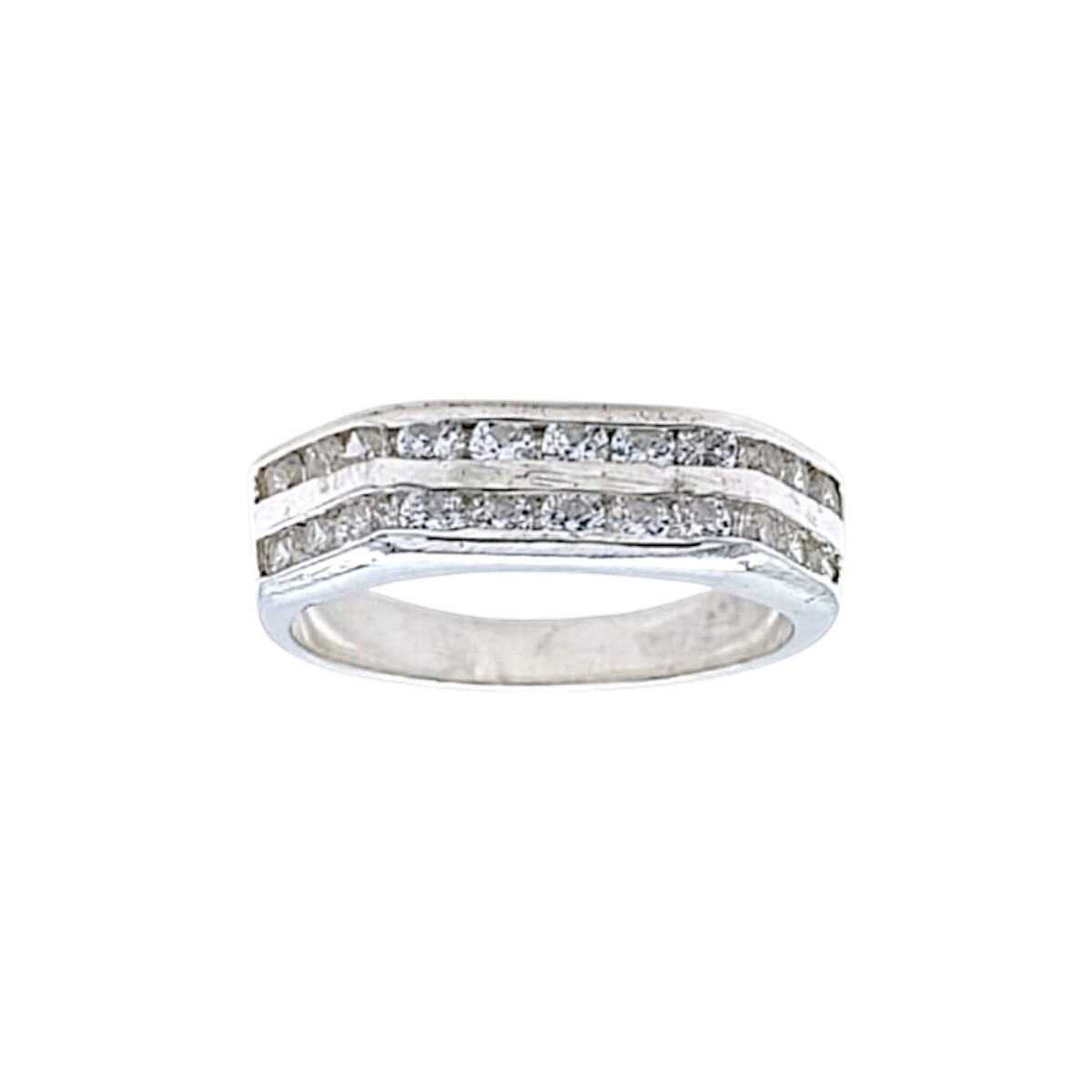 Anillo Dos Líneas-Plata 925-Con Zirconia-AN4610 - conpiedra 