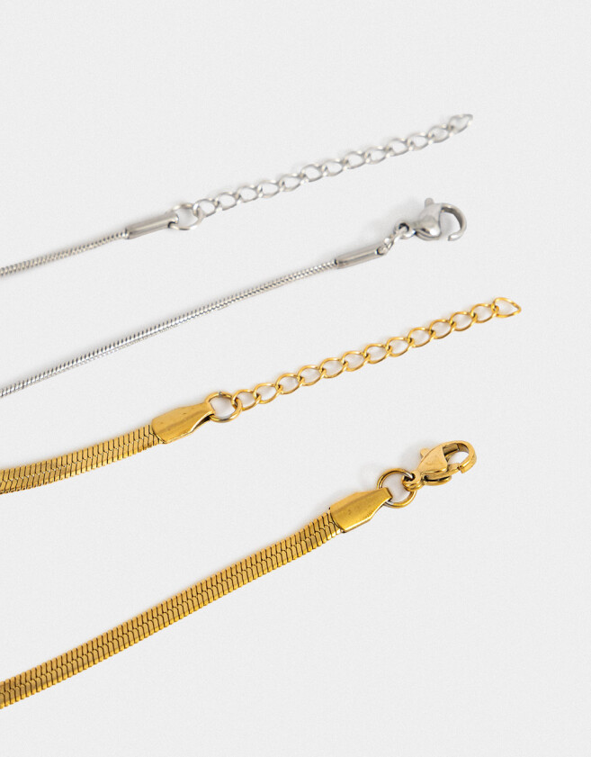 Pulseras Flexibles Sets Acero quirúrgico Set De Pulseras Mixplating - Combinacion Bicolor