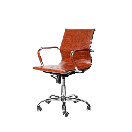SILLA DE ESCRITORIO SIMIL-CUERO MARRON D-101