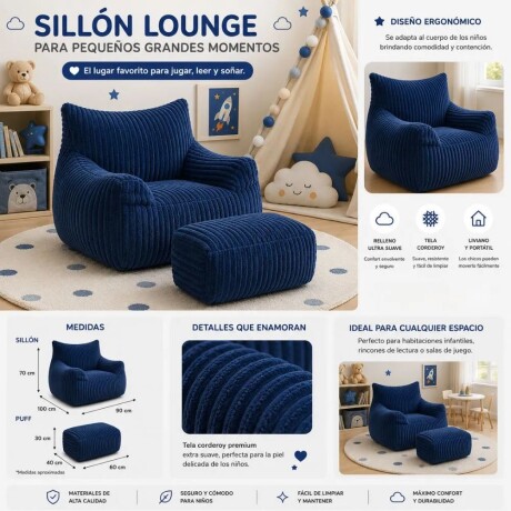Sillon Infantil Cloudy Azul