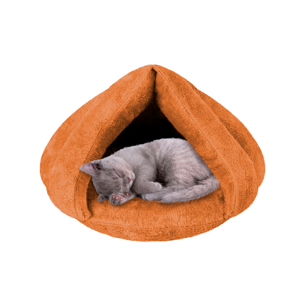 Cueva Cama Peluche Para Gatos Perros Mediano Color naranja