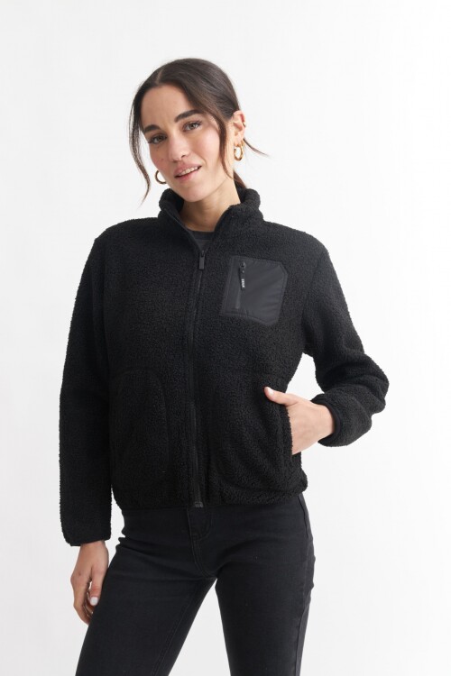 Campera en corderito NEGRO