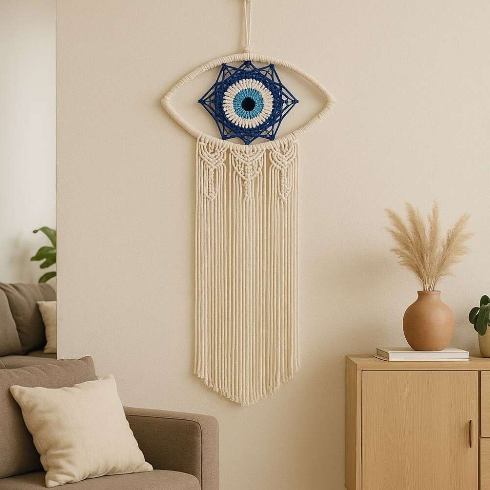 Atrapasueños Ojo Turco De Crochet Con Flecos Largos Atrapasueños Ojo Turco De Crochet Con Flecos Largos