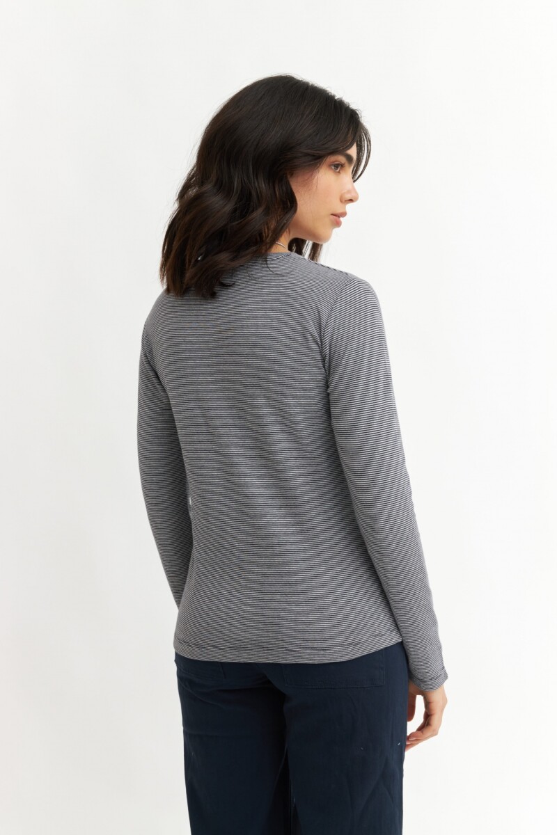 Remera m/l a rayas BLANCO Y NEGRO