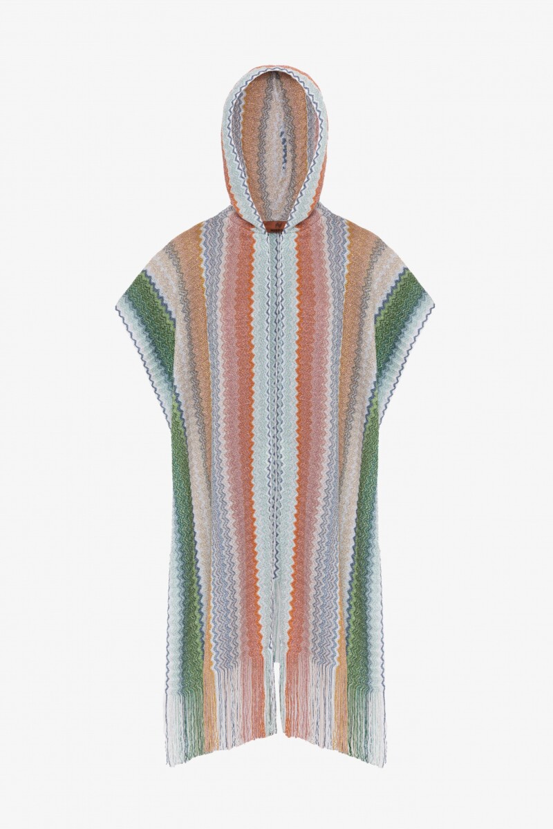 PONCHO CON FLECOS Multicolor