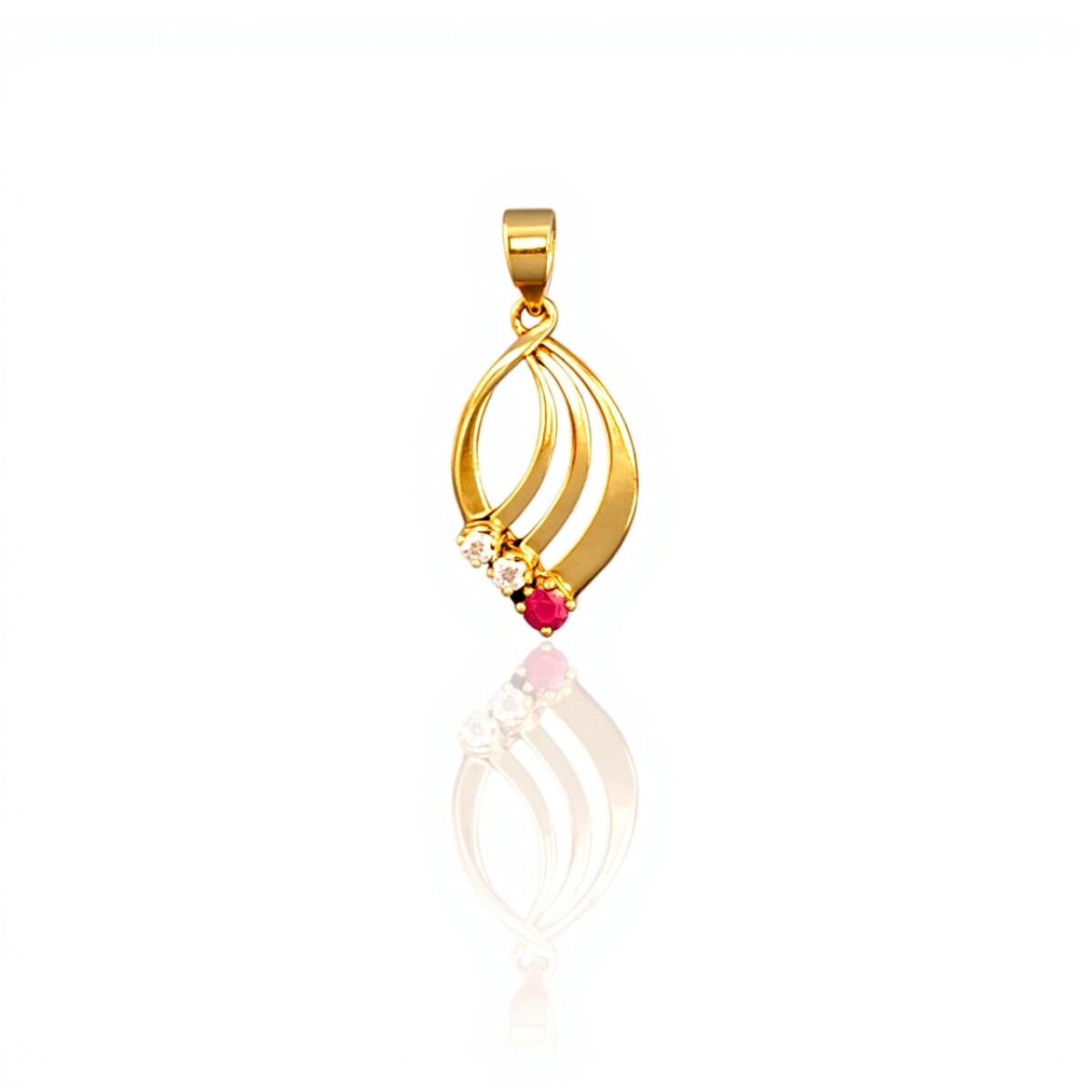 Dije Vintage-Oro bajo-Piedra Rubí y Zirconia-CP8698 - conpiedra 
