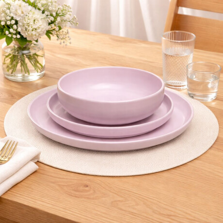 Juego de Vajilla en Cerámica Copenhague 12 Piezas - Rosa Juego de Vajilla en Cerámica Copenhague 12 Piezas - Rosa