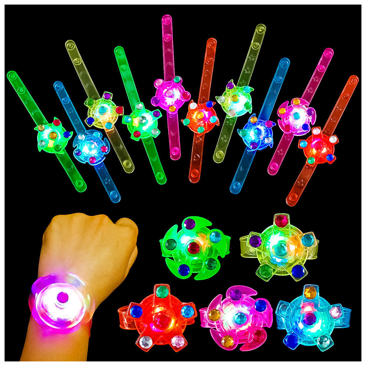 Set Cotillón N34 Sorpresitas Pulseras Spin C/ Luz X12 - Cot002027 