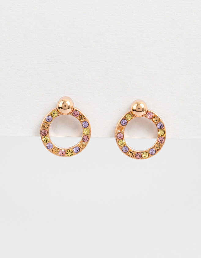 Aros Pasantes Bañada en Oro Rosa Aros Con Strass - Dorado Oro Rosa