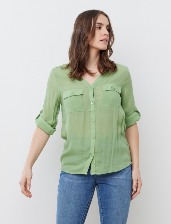 Blusa Bolsillos VERDE