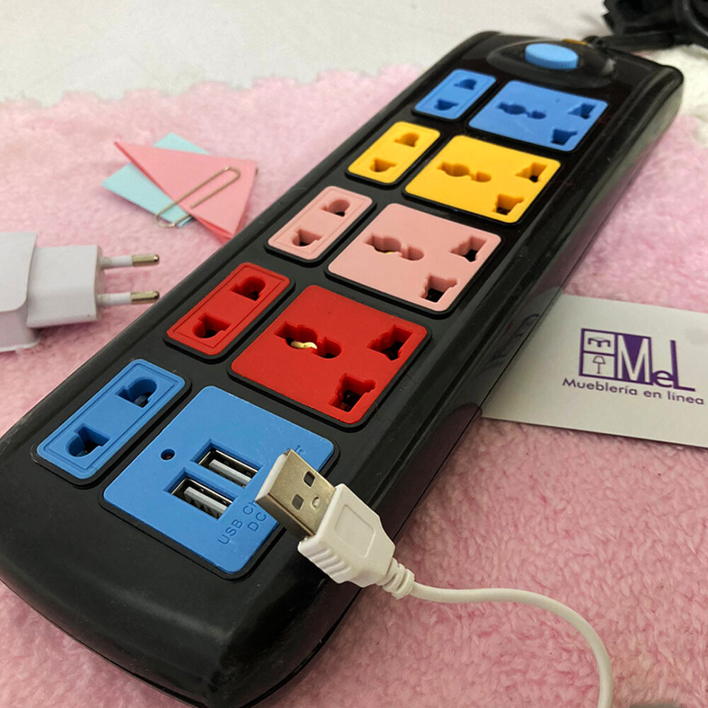 Enchufe Zapatilla Adaptador Alargue 3 Usb 9 Enchufes On/off Enchufe Zapatilla Adaptador Alargue 3 Usb 9 Enchufes On/off