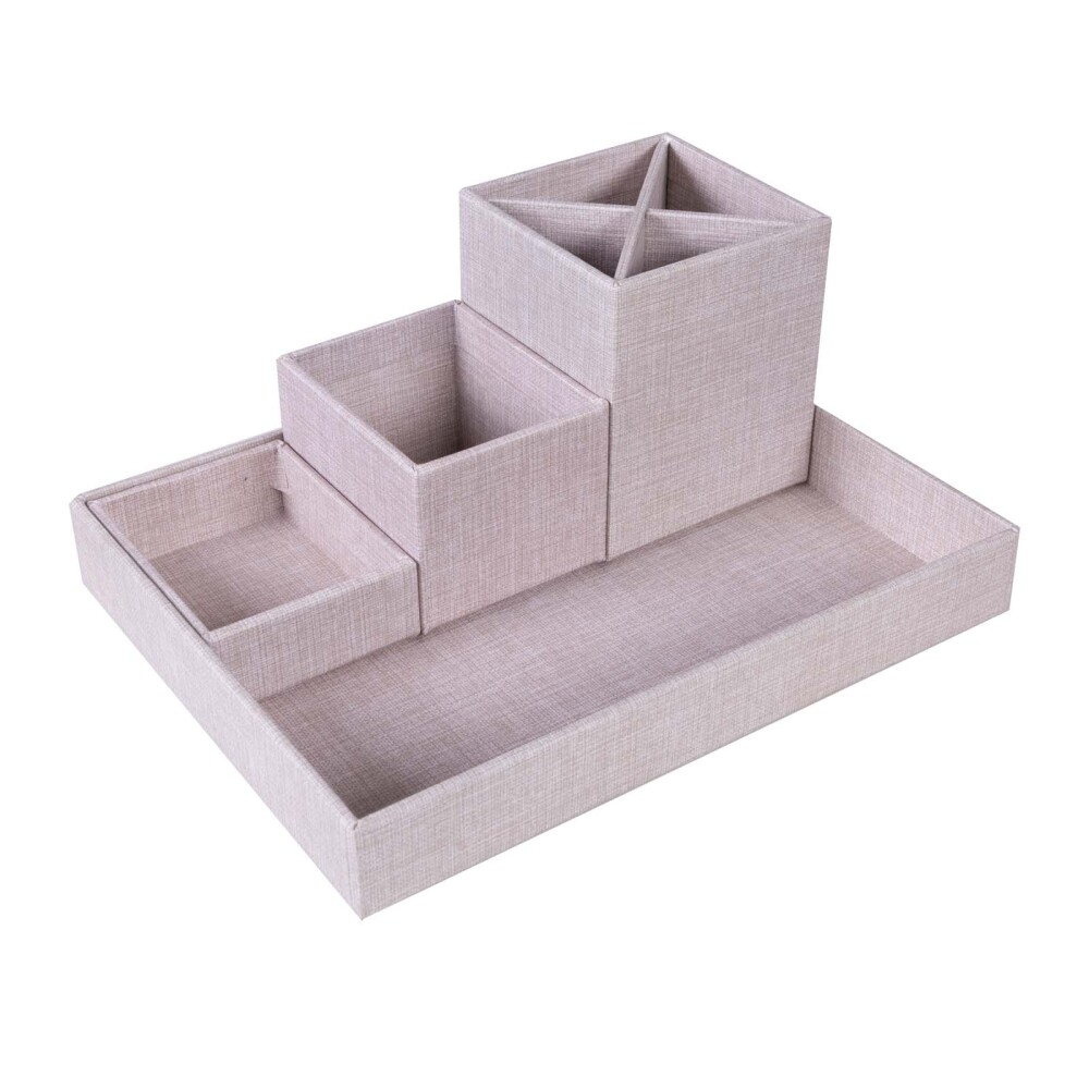ORG ESCRITORIO 4 PIEZAS PAPEL NATURAL-BEIGE LENA
