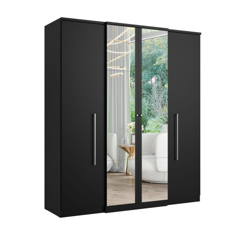 PLACARD ROPERO 4 PUERTAS MDP NEGRO SPLENDORE GLASS