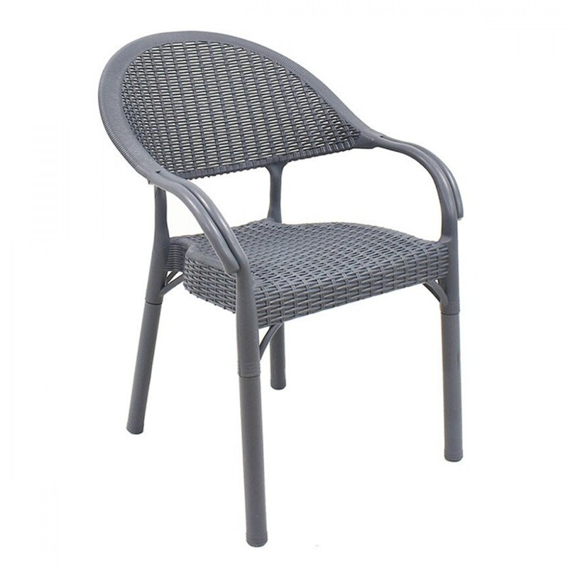 Juego de jardín 6 sillas con apoya brazo + mesa GRIS