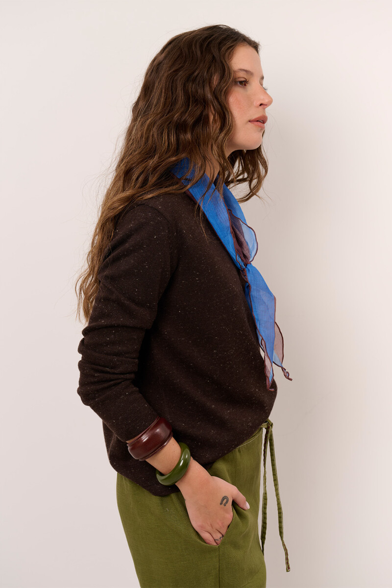 SWEATER V BOUTONE MARRON