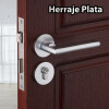 Puerta Desarmada Interior en MDF con Marco y Cerradura Lumax Marrón Claro Lisa Herraje Plateado
