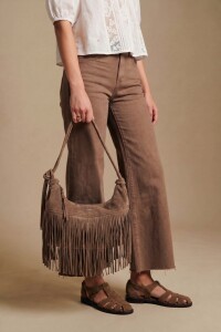 Cartera Gamuza Vegana Flecos Vison