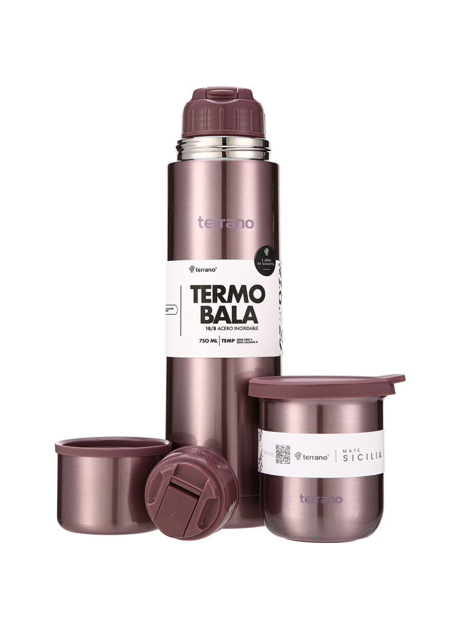 Kit Acero Bala Metalizado - 750mL + Mate Sicilia - Lila 