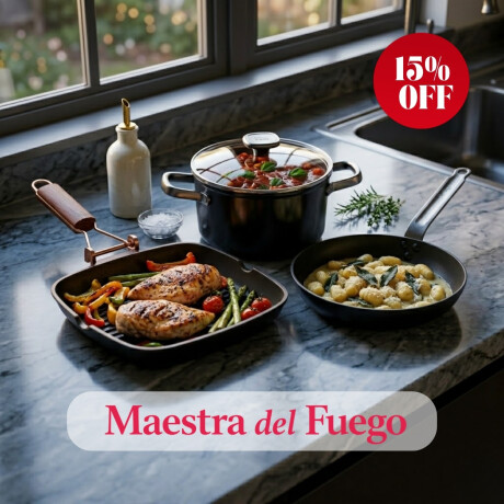 Batería de Cocina: Sartén Grill Sartén Tricapa 24 cm y Cacerola Graphite Batería de Cocina: Sartén Grill Sartén Tricapa 24 cm y Cacerola Graphite