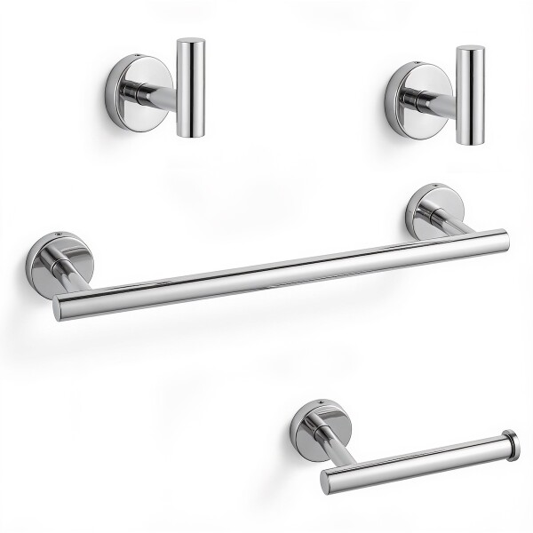 Set Accesorios De Baño Juego De 4 Piezas De Acero Inoxidable Percha Organizador Imback Color Plateado Set Accesorios De Baño Juego De 4 Piezas De Acero Inoxidable Percha Organizador Imback Color Plateado