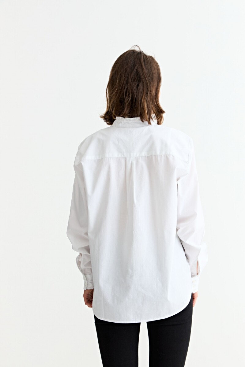 Camisa m/l con volado en cuello y puños BLANCO
