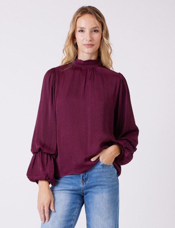 Blusa Mock Neck BORDEAUX