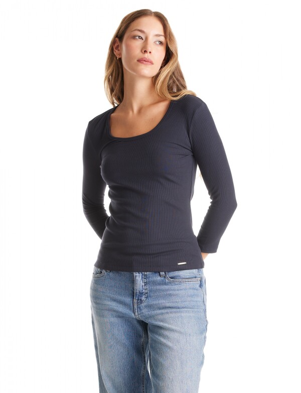 Remera Basica Ribs MARINO