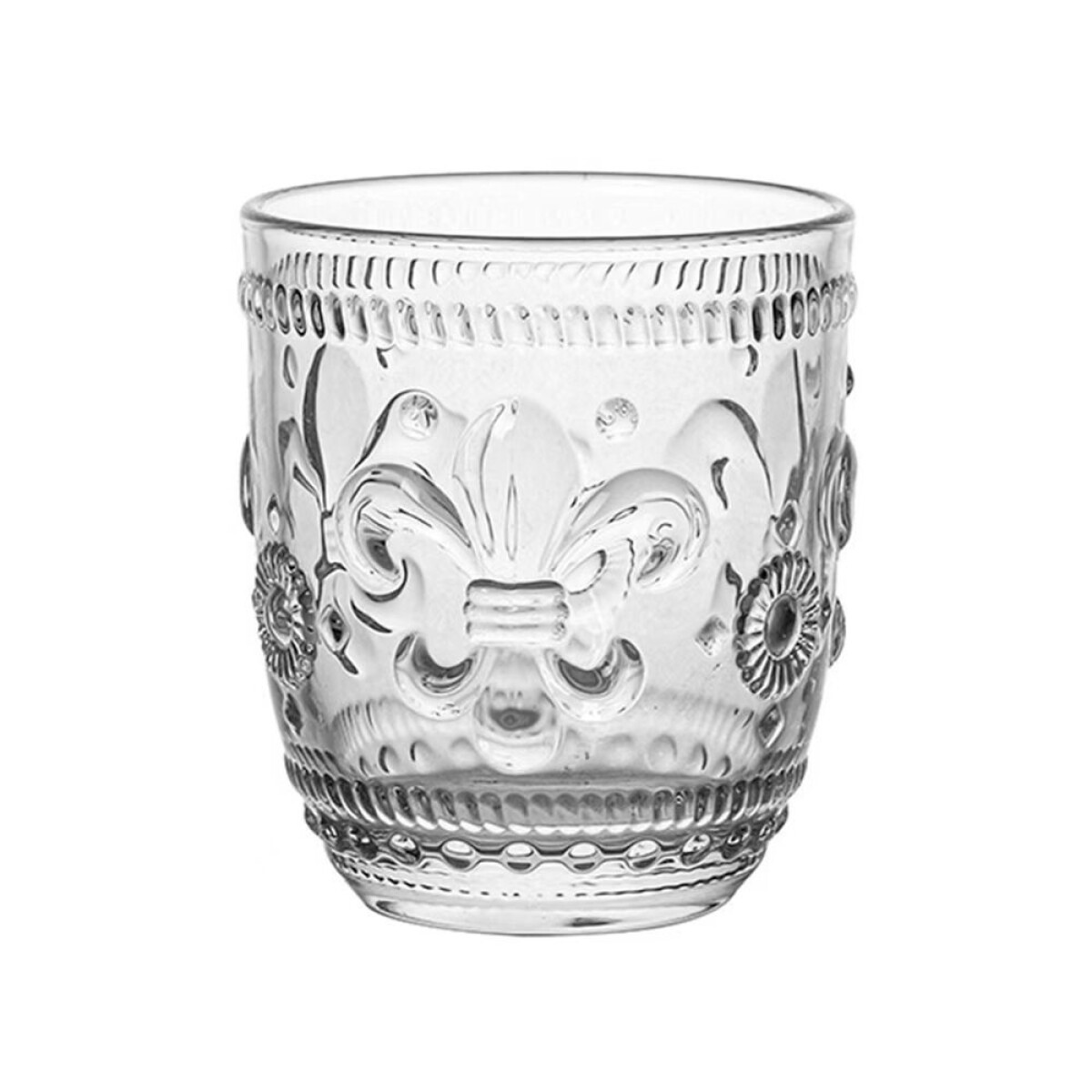 VASO VIDRIO LABRADO 350ML INCOLORO FLOR DE LIS 