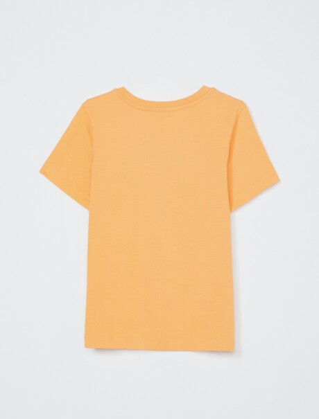 CAMISETA DE NIÑA MANGA CORTA ESTAMPADA NARANJA