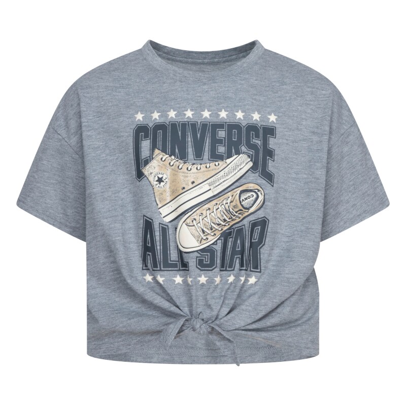 Camiseta Tie Front Gfx Boxy de Niña Gris