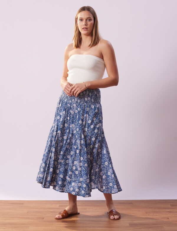 Falda Volados Flores AZUL/MULTI