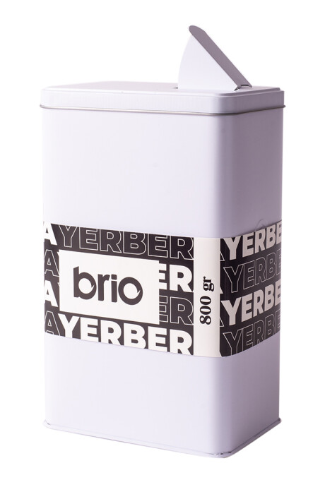Yerbera brio 800grs Metalizada Con Dosificador Blanca
