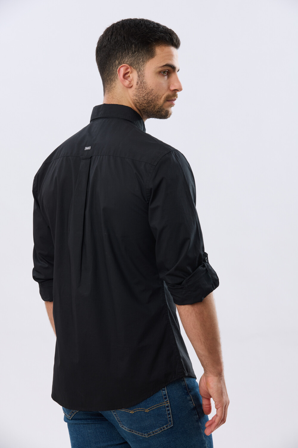 CAMISA LISA DE ALGODÓN Negro