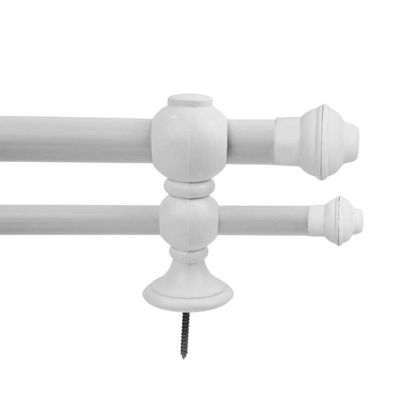 Barrote cortina doble de metal 2 Metros + 2 Soportes BLANCO