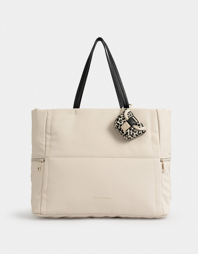 Shopper Cartera Shopper Con Pouch - Blanco Crudo