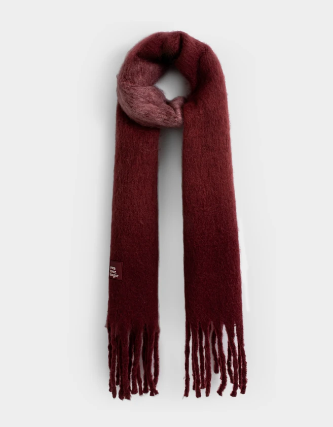 Bufandas Estampados Bufanda De Lana Con Flecos - Rojo Burdeaux