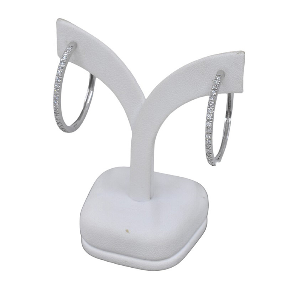 Aros En Oro 18K Blanco Y Brillantes 2.8 Cm De Diametro Aros En Oro 18K Blanco Y Brillantes 2.8 Cm De Diametro