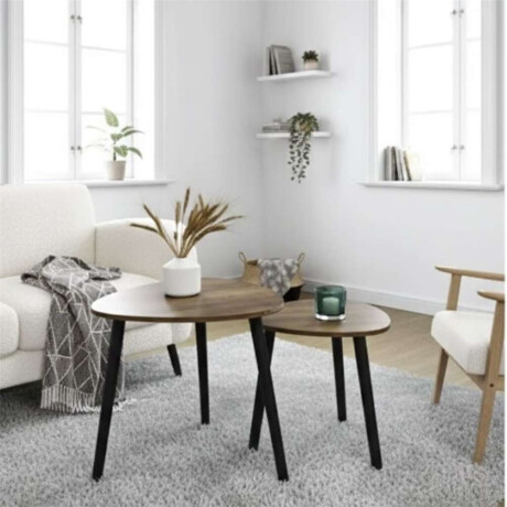 Set 2 Mesas Auxiliares 48X48X49/39X39X36Cm Madera