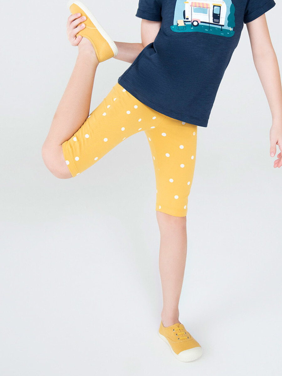 CALZA CICLISTA DE NIÑA ESTAMPADA - AMARILLO 