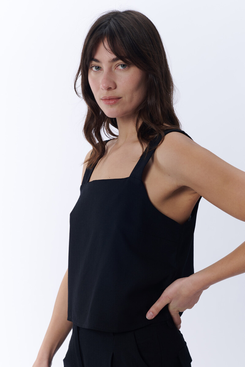 Top escote recto Negro