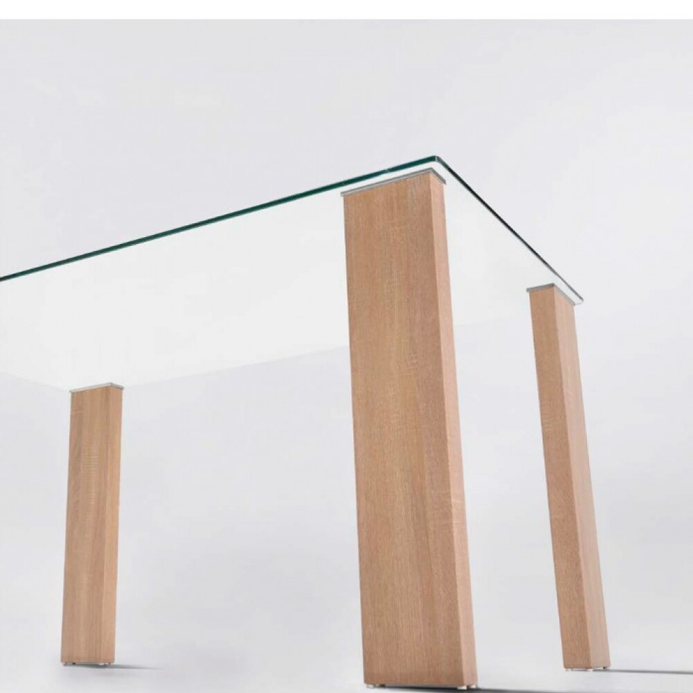 Juego De Comedor 4 Sillas Ecocuero Mesa De Vidrio Beige