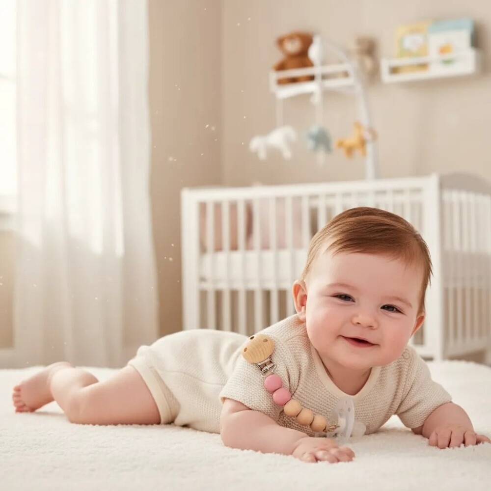 Clip para chupete silicona & bambu BUBA rosado