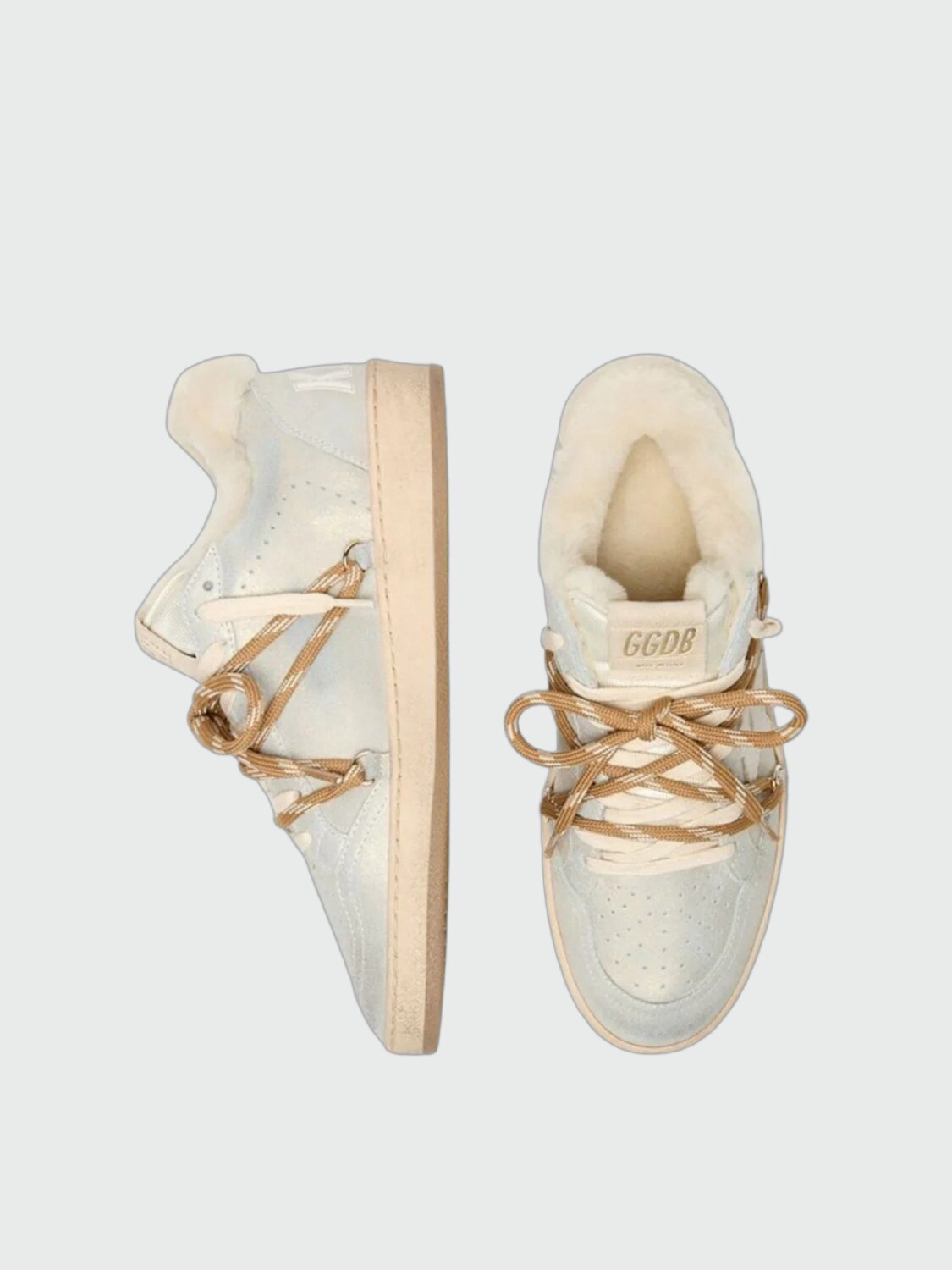 GOLDEN GOOSE - ZAPATILLA BALLSTAR EN GAMUZA CON BRILLO Y FORRO EN CORDERITO Alta Automática