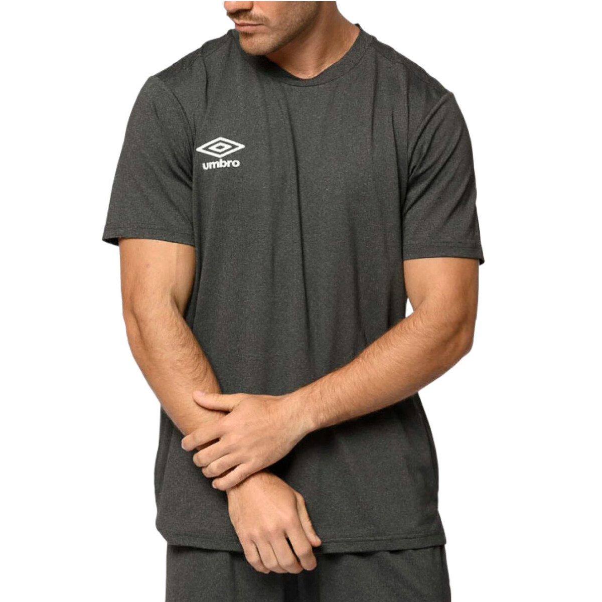 Remera de Hombre Umbro Line - Negro Melange - Rojo 