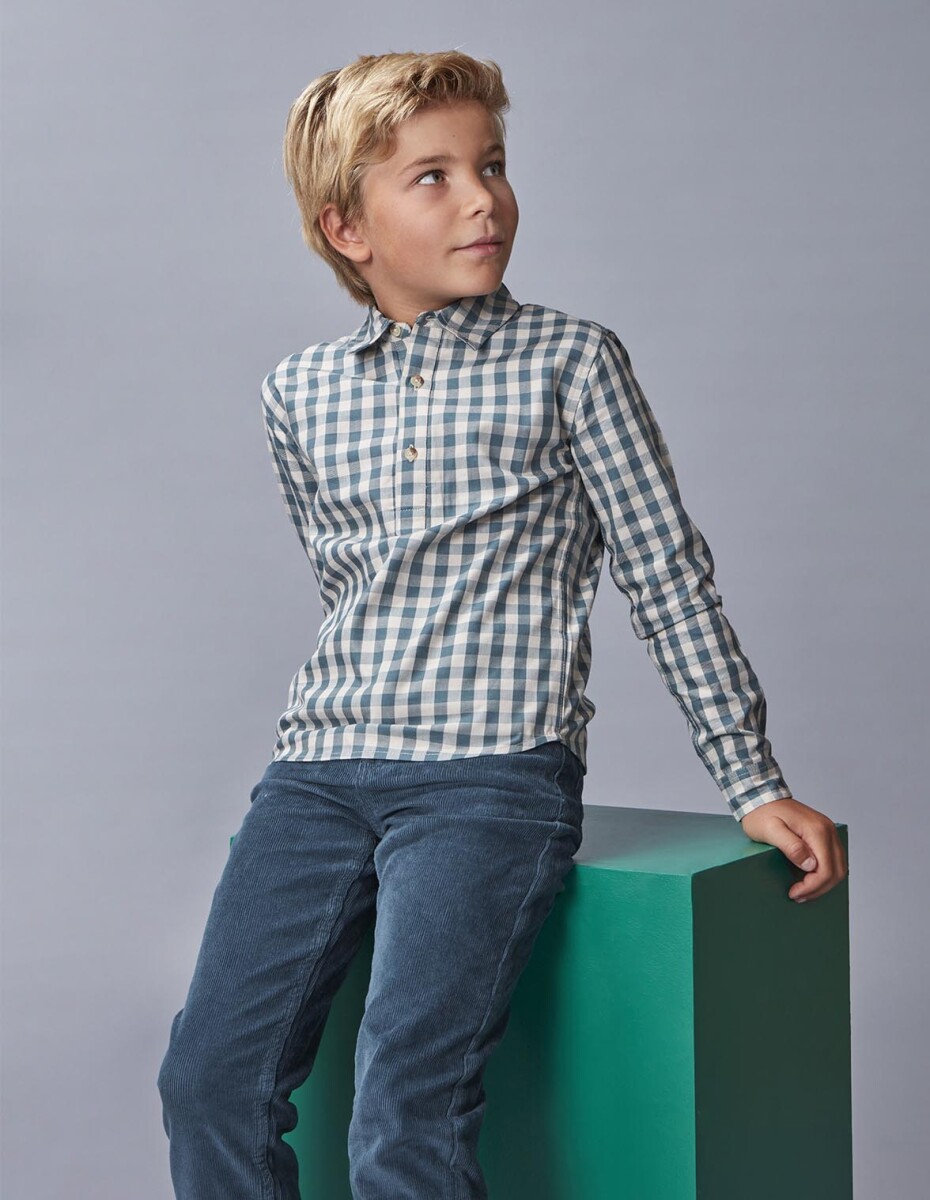 Camisa Tapeta Corta - Petroleo 