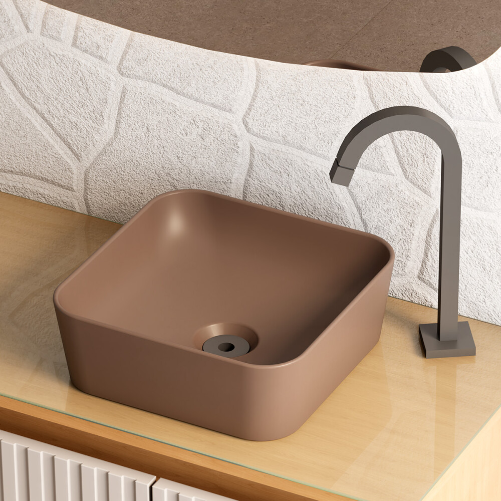 BACHA EN CERÁMICA MODELO MAUI MARRÓN Bacha En Cerámica Modelo Maui Marrón