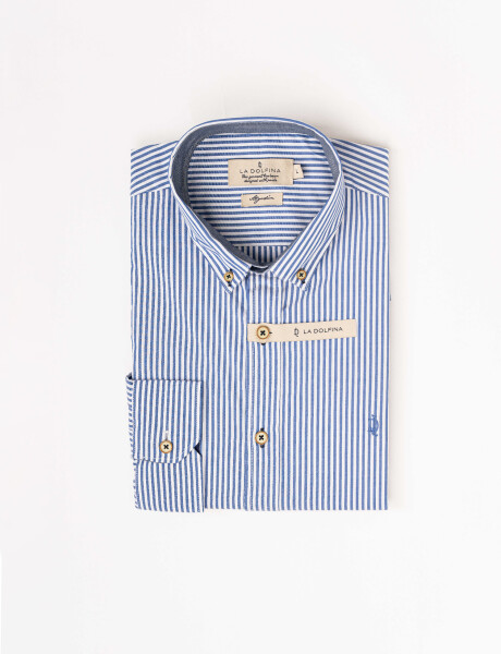 Camisa m/ rayada azul